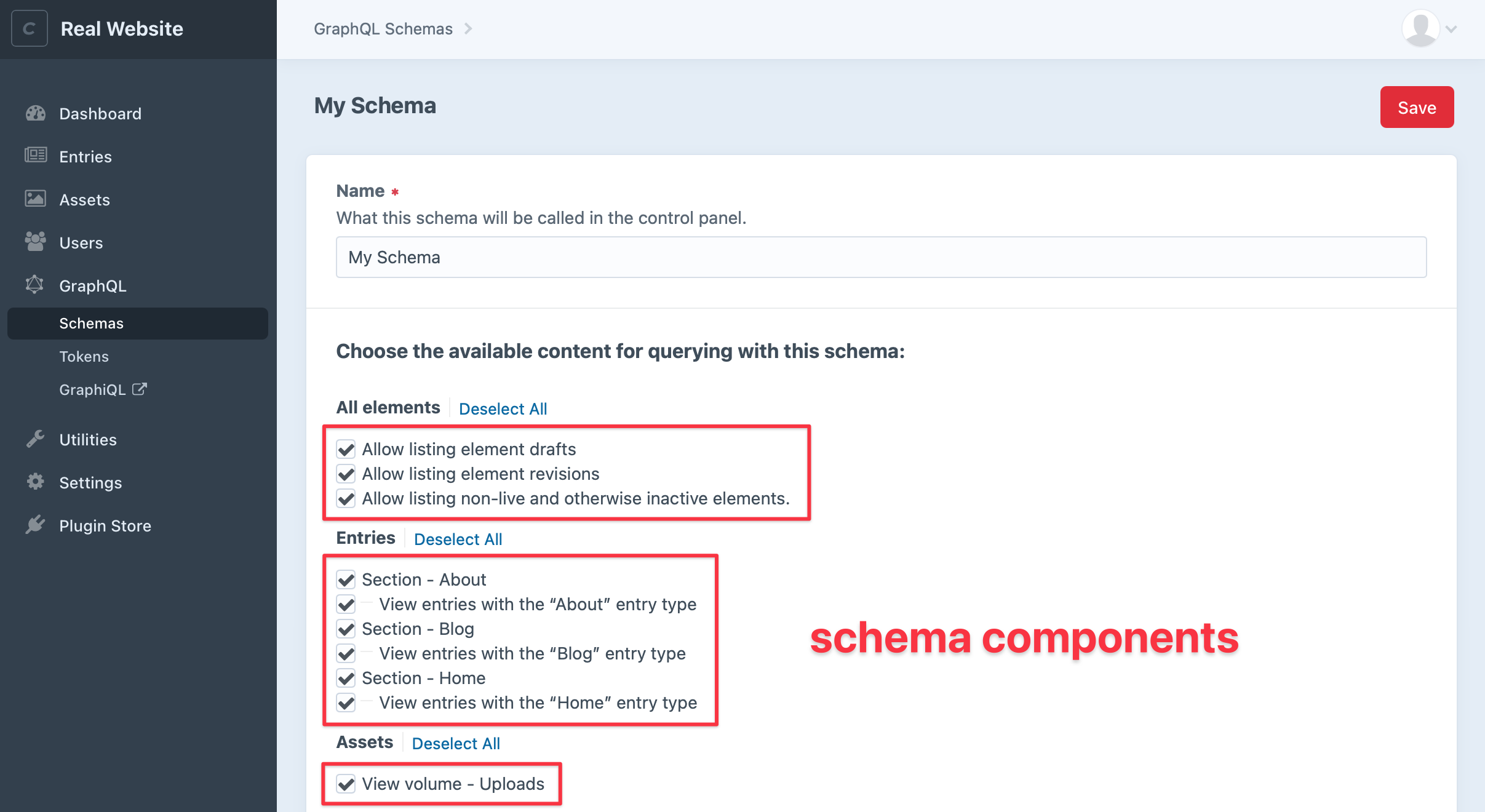 Schema components in the Craft control panel